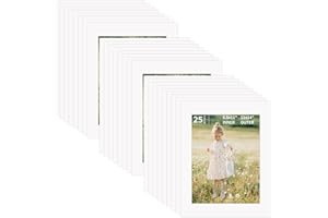 ZBEIVAN 11x14 White Picture Mats for 8.5x11 Pictures 25 Packs, Acid-Free White Core Bevel Cut Frame Mattes for Photos, Prints, Drawings, or Artworks