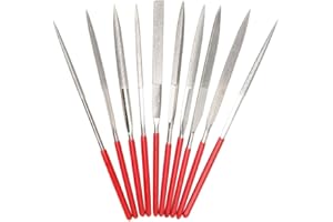 Bestgle 10pcs Mini Diamond Needle File Set 3mm x 140mm Jewelers Hand Files Modelling Metal Files for Metal Glass Ceramic Jewe