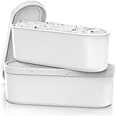 BALCI Ice Cream Containers - 2 Quart Ea. (Set of 2) - Premium Reusable Freezer Storage for Homemade Ice Cream Tub for Sorbet, Frozen Yogurt - Flexible Silicone Lids, Long Scoop - White With Sprinkles