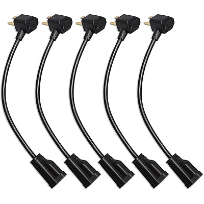 KMC 0.6-Foot (5-Pack) Power Extension Cord, 3 Prong Appliance Extension Cable Cord-Black &hellip