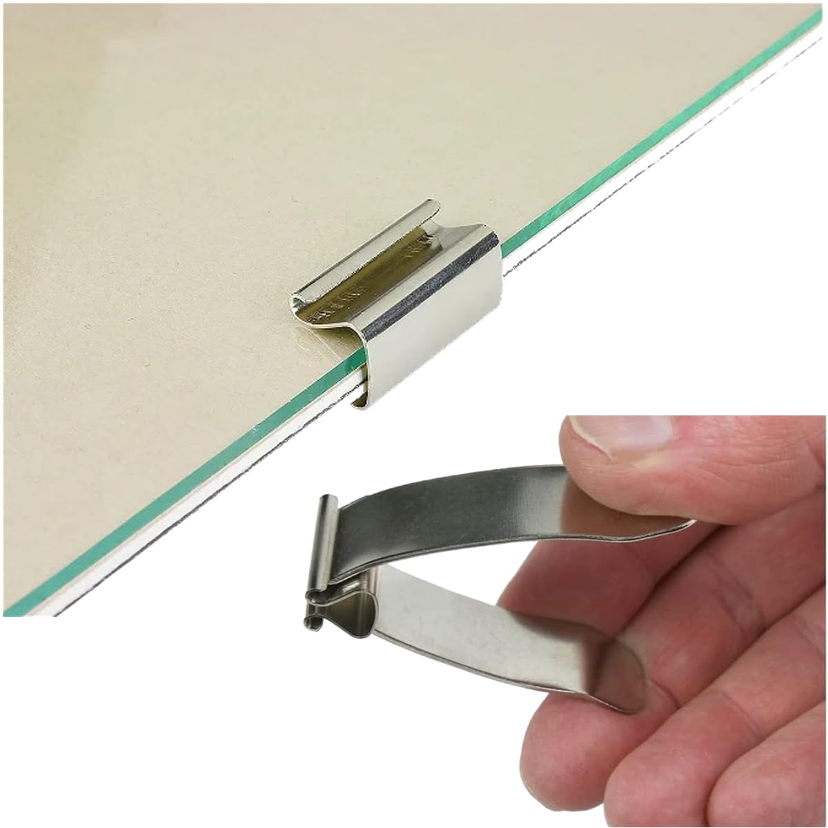 French Style Frameless Clips Large Size 20mm Frameless Clips 10 Pack French Style Silver Chrome Plated Picture Frame Braces Hanging Hook (Includes 2 Reusable levers for Fitting)