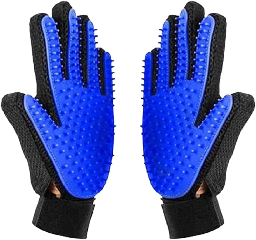 Pet Grooming Gloves – 2 pcs Right and Left Hand Dog Brush – Silicone Glove with Soft Bristles – New and Improved Pet Hair Removal – For Cats and Dogs