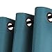 H.VERSAILTEX Linen Blackout Curtain 96 Inches Long for Bedroom/Living Room Thermal Insulated Grommet Linen Curtain Drapes Primitive Textured Burlap Effect Window Drapes 1 Panel - Heather Aegean Blue
