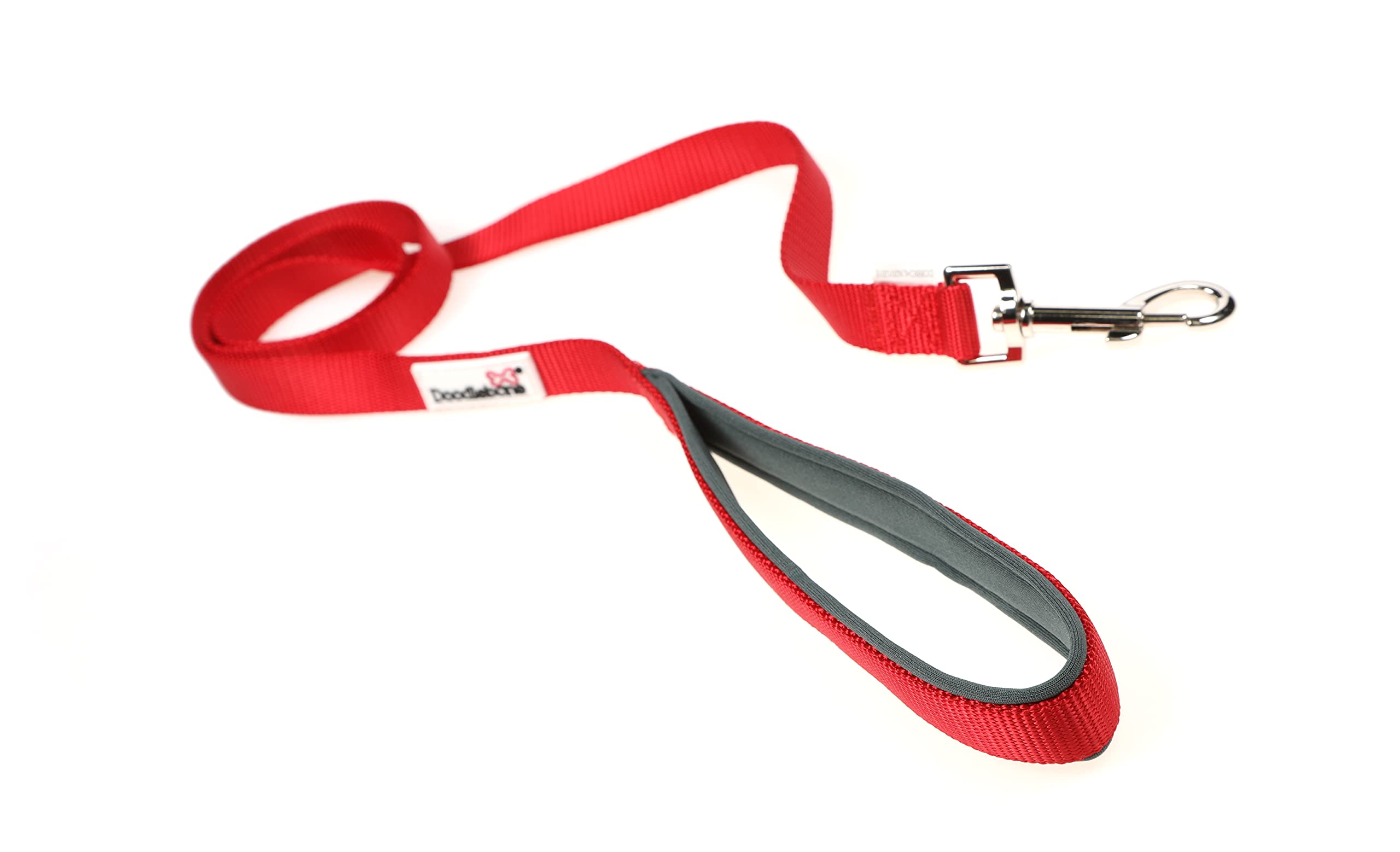 Doodlebone - Padded Dog Lead - Comfortable Dog Leash with Soft Neoprene Padded Handle, Strong Clip, 120cm Length, Machine Washable for Everyday Walks & Training - 25mm - Ruby — image 1