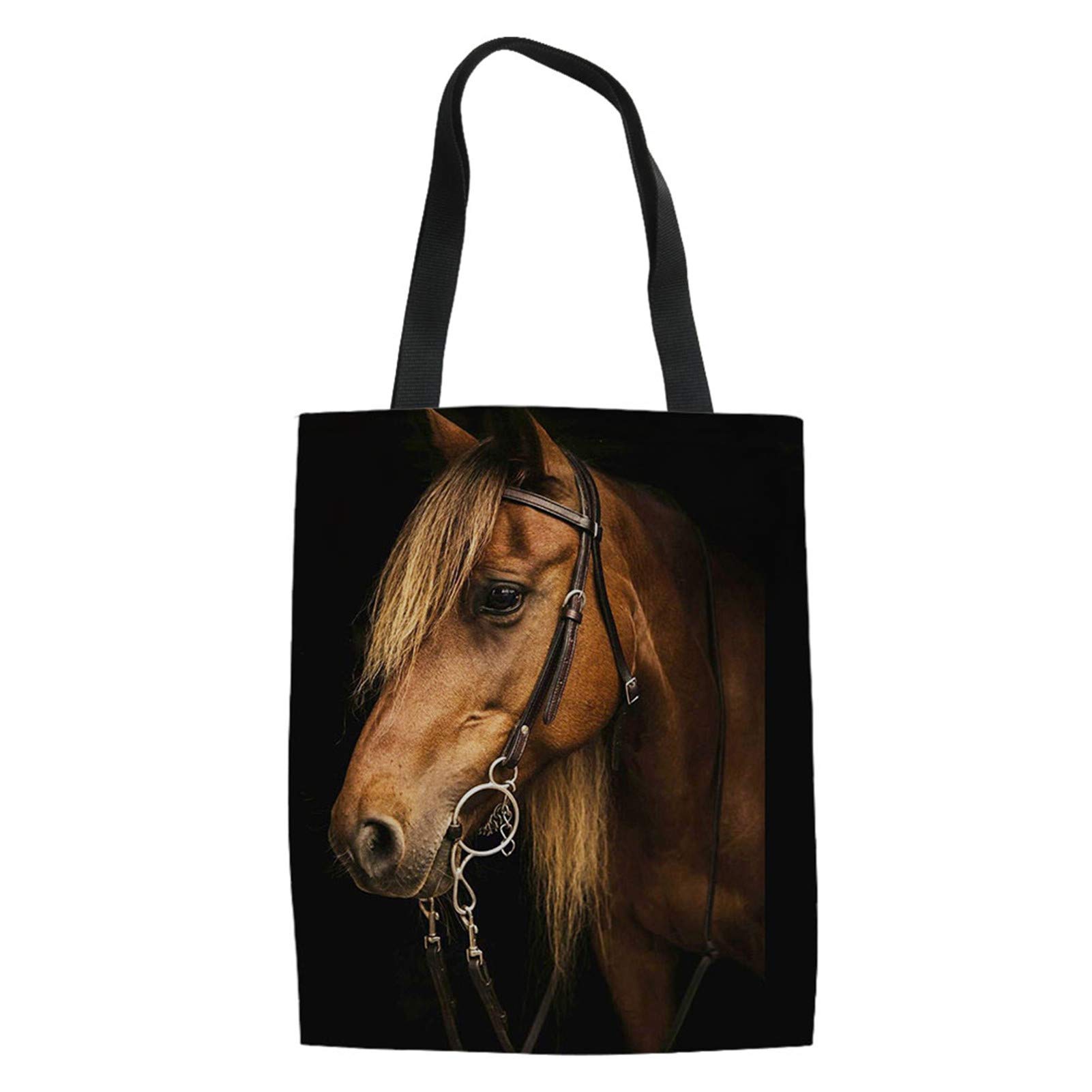 Belidome Horse Tote Bag, Women Girls School Handbag, Book Pouch Grocery Bag with Inner Pocket, Reusable Protable