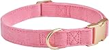 YUDOTE Ultra-soft Dog Collar Natural Cotton Corduroy Small Dogs Rosy Pink view 5