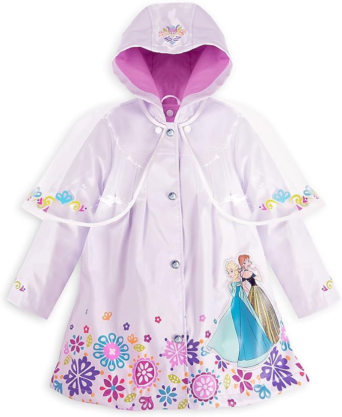 Disney Store Deluxe Frozen Anna Elsa Rain Jacket Small 56 or 5T White Clothing