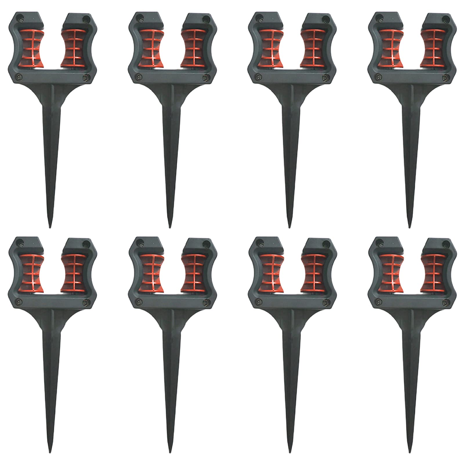 QYLJZB 8Pcs Pipe Support Hose Holder,Plastic Garden Hose Guide Spike, Black Smooth Roller Mechanism Keeps Garden Hose Out of Flower beds for Plant Protection