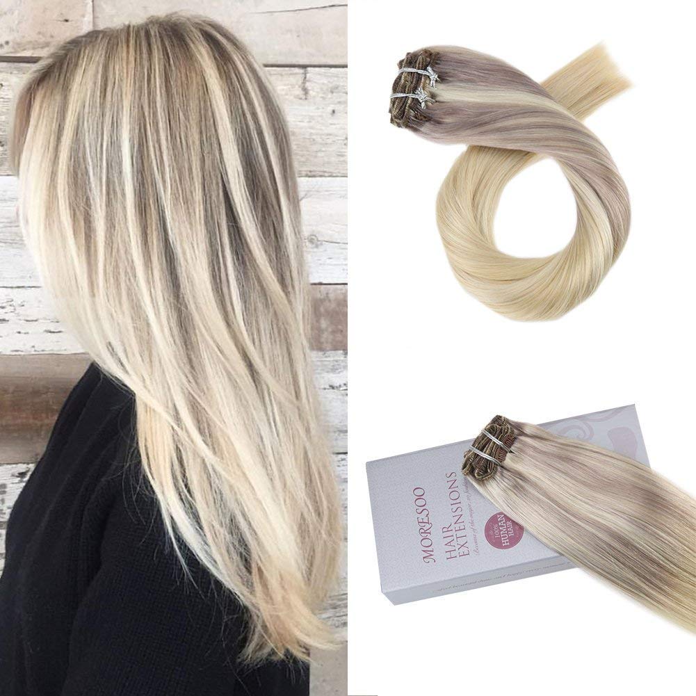 Amazon Com Moresoo 18inch Clip In Real Human Hair Extensions