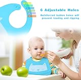 Vicloon Silicone Baby Bibs 2-Pack Adjustable Waterproof Food Catcher Pocket view 5