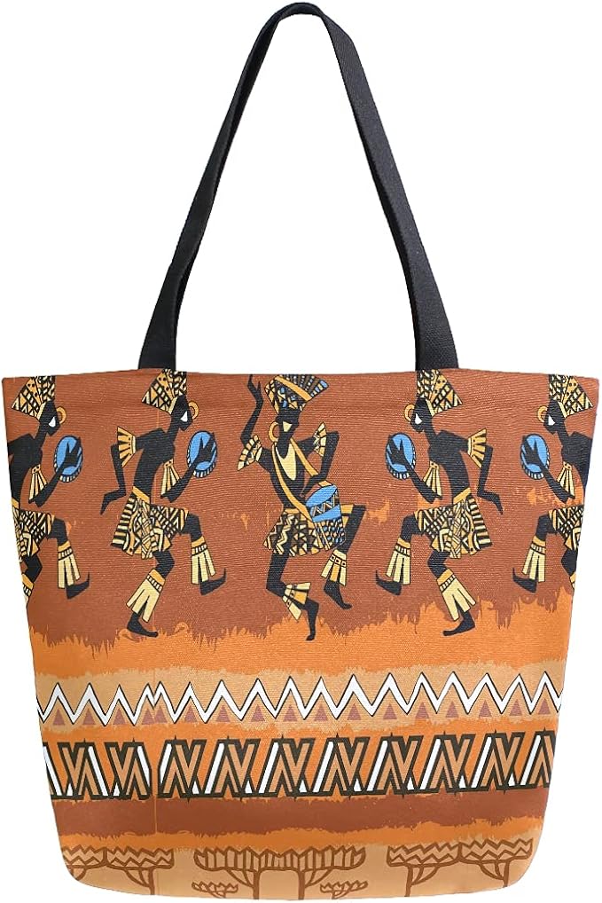 MJ16 Canvas Tote Bags Ethnic Tribal African Pattern