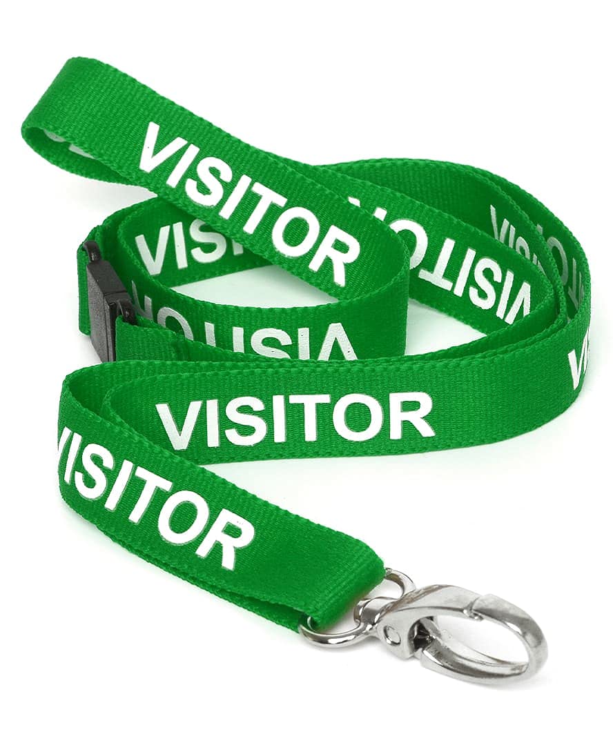 CKB LTD Visitor LANYARDS Breakaway Safety Lanyard Neck Strap Swivel Metal Clip for ID Card Holder - Pull Quick Release Design (Green, Pack of 10)