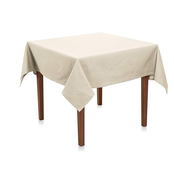 Hans-Textil-Shop Tischdecke Baumwolle Canvas (Creme, 80x80 cm)
