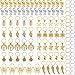 TecUnite 120 Pieces Hair Braid Rings Metal Hair Cuffs Copper Hair Dreadlocks and Pendant Charms Hair Clip Headband Accessories (Gold)