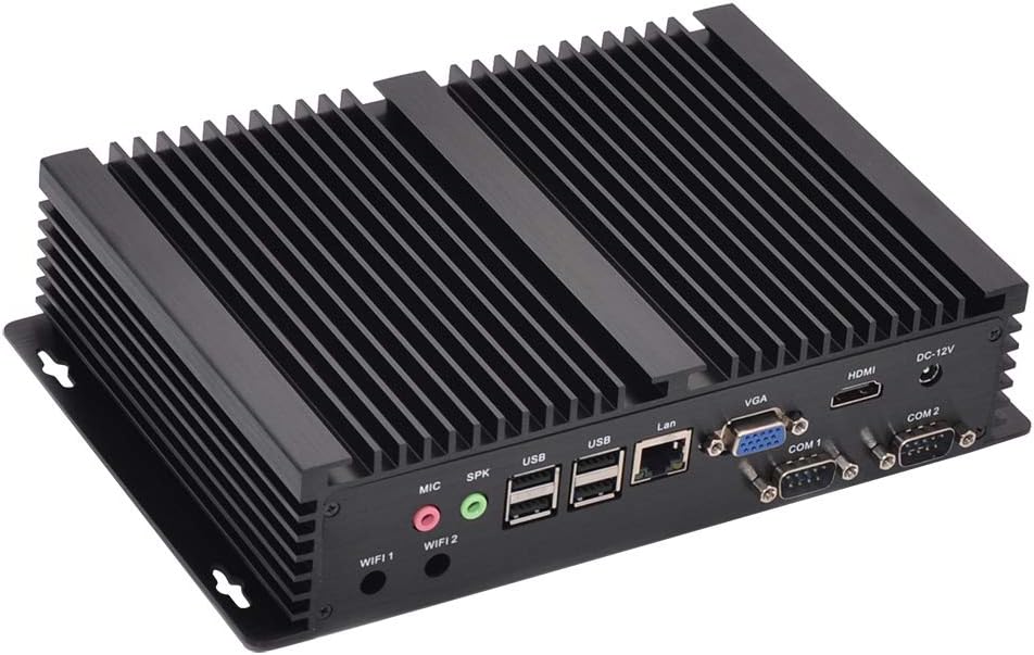 HUNSN Fanless Industrial PC, Mini Computer, Intel Celeron 1007U/2955U, Windows 7/10 Pro/Linux Ubuntu, IM03, AC WiFi/BT4.0/VGA/HDMI/LAN/2COM RS232/7USB2.0, (4G RAM/64G SSD)