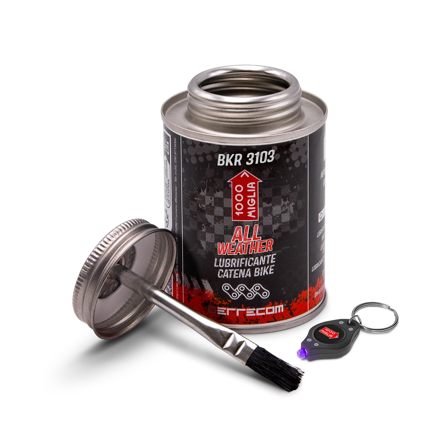 Errecom 1000 Miglia BKR 3103-240 ml Can, All Weather Lube Bike Chain, for All Weather Conditions, Brush included