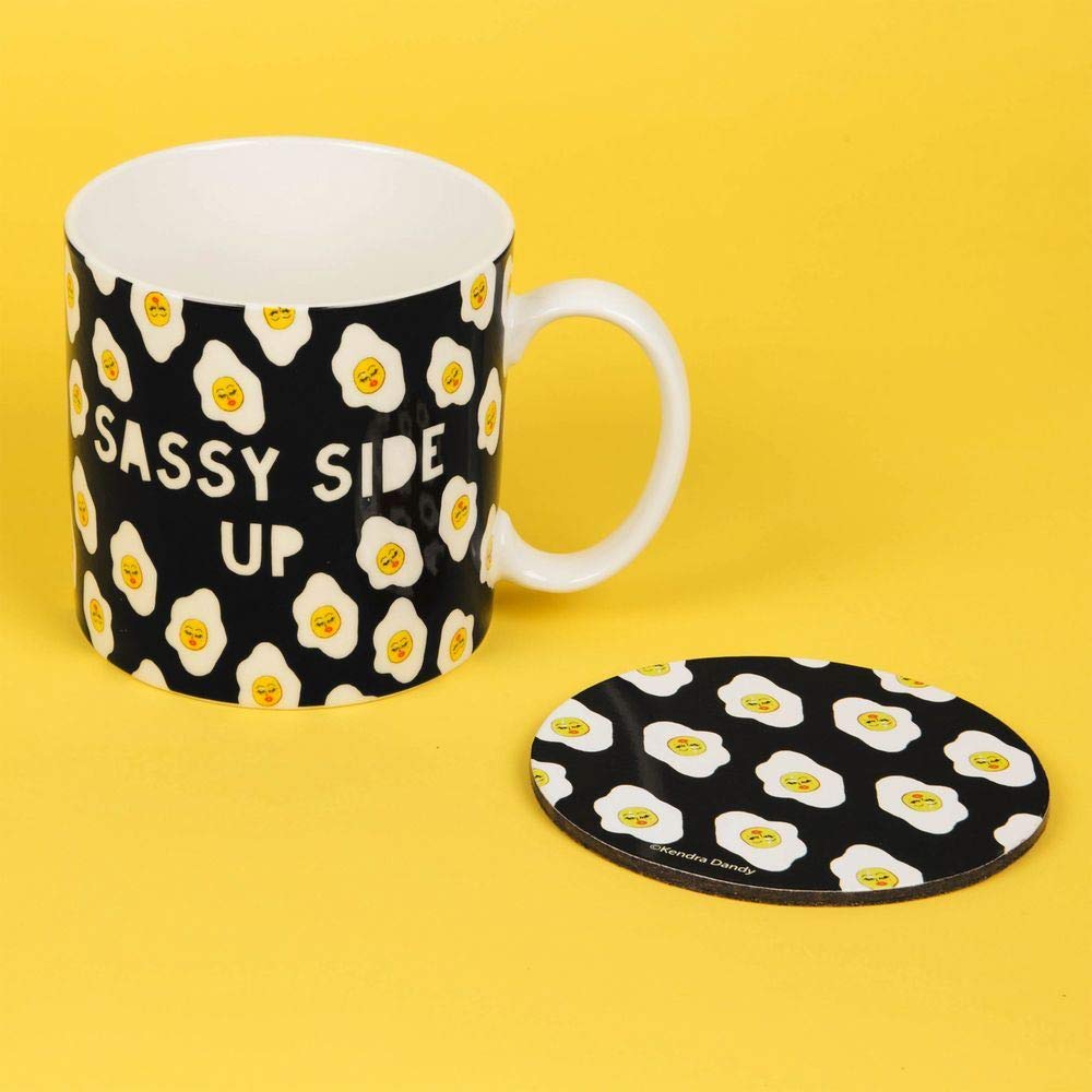 Widdop and Co Eggs Sassy Side Up New Bone China Mug & Coaster Set 11oz