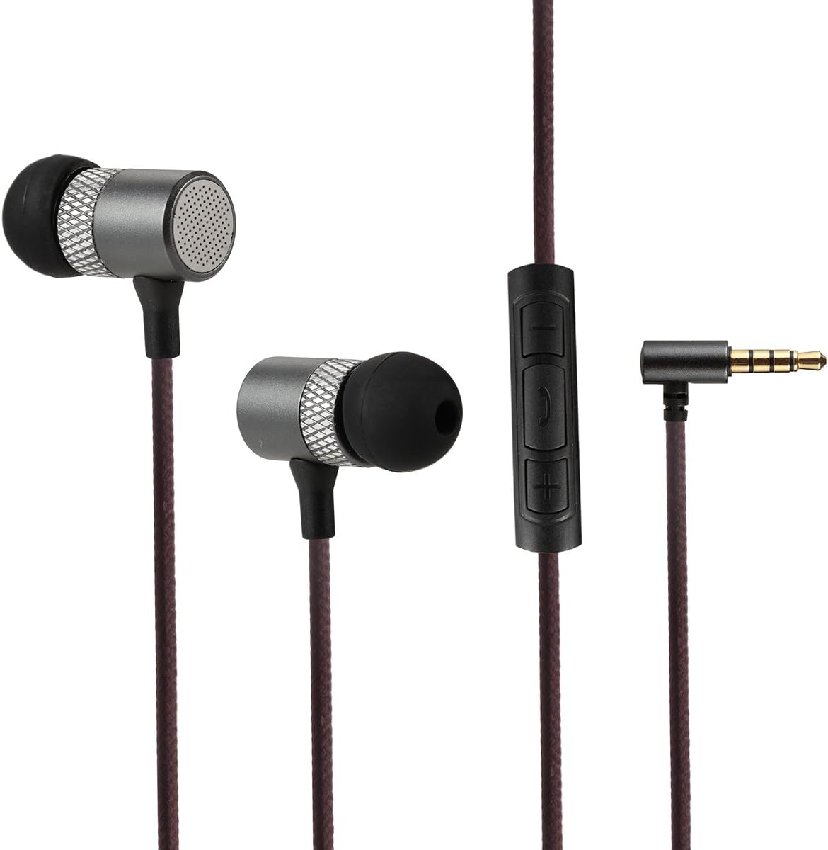 Shengpute Earphones in-Ear Metal Earbuds with Mic & Volume Control,Noise Isolation Headphones for Phones (Gray)
