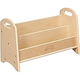 ECR4Kids 2-Shelf Tabletop Book Display with Handles, Beginner Bookshelf, Natural