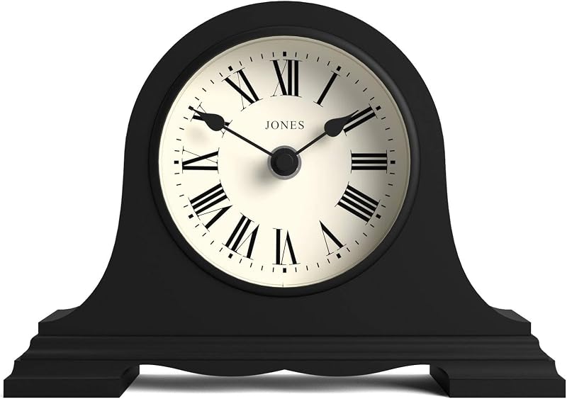 Jones Clocks Speakeasy Mantel Clock Black Roman Numerals 15.5x22x6cm