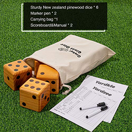Crobyi Giant Yard Dice Game, 3.5" Giant Wooden Outdoor & Lawn Dice Game