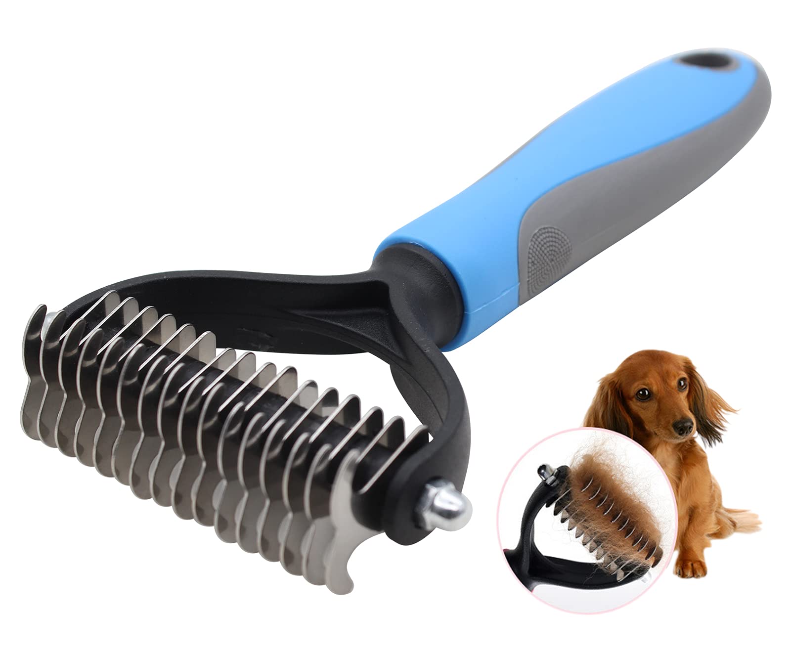 Ranvi Pet Grooming Tool-2 Sided Undercoat Rake for Dogs &Cats-Safe and Effective Dematting Comb for Mats&Tangles Removing-Deshedding Brush for Large Dogs to Small Dogs(Large)