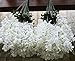 hilingo 50 Pcs Single Artificial Fake Wisteria Vine Ratta Silk Flower for Garden and Home Decor White
