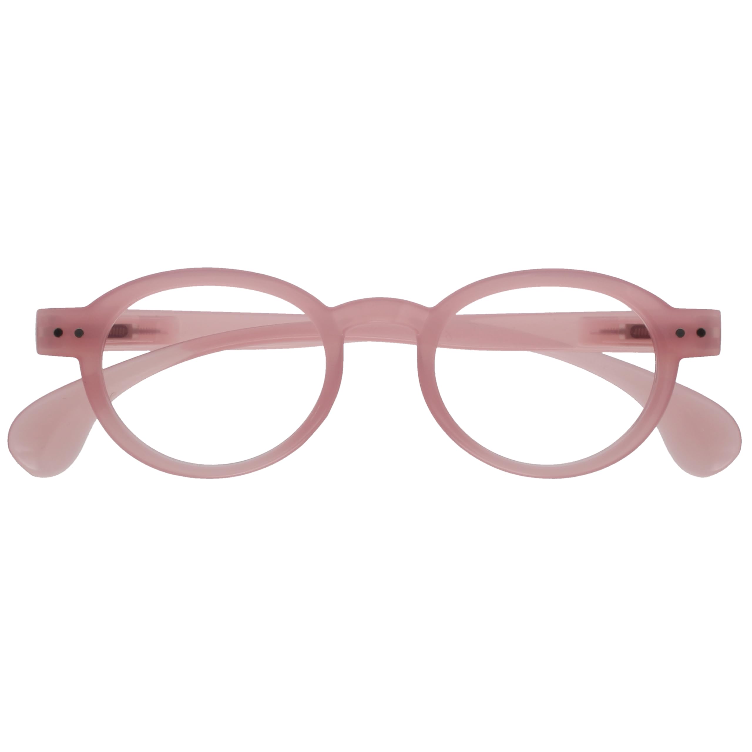 OPULIZE OCA Reading Glasses - Modern Retro Round Frame - Shiny Transparent Pink - Mens Womens - Spring Hinges - R54-4 - +2.50