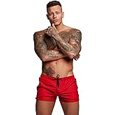 TONLEN Mens Swimwear Sports Shorts Swim Trunks with Zipper Pockets