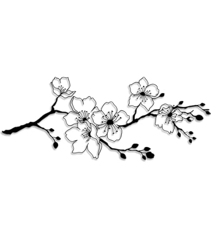 Metal Wall Decor | 17'' X 17'' X 0.05'' Cherry Blossom Art Themed Wall Decorations | Handmade Indoor And Outdoor Wall Art (17'' X 17'', Cherry Blossom, Black