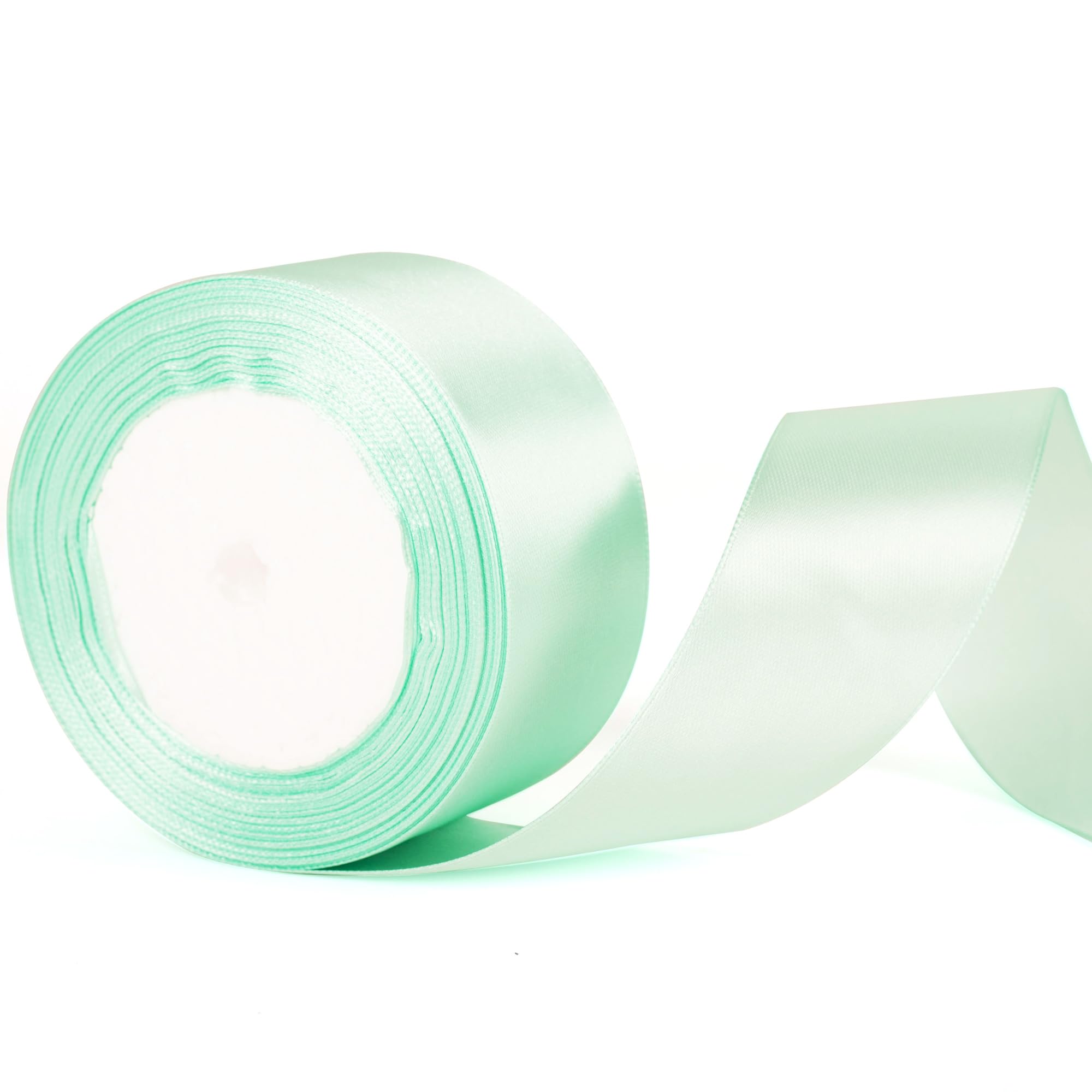 40mm Wide Mint Green Thick Ribbon for Gift Wrapping 22m, Thick Teal Green Christmas Ribbons Fabric Satin Ribbon for Present Wrapping Christmas Florist Bouquet Cake Hair Bow Crafting Wedding Car Decor — image 1