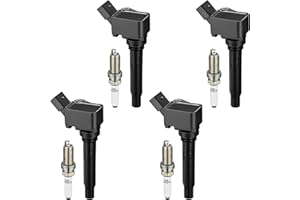 BDFHYK Ignition Coil Pack UF716 and Iridium Spark Plugs LFER7BHX Compatible with Audi A3 A4 A5 A6 Q5 Q7 S3 S4 TT Volkswagen Beetle Golf Passat Jetta 1.8L 2.0L L4 UF752 06K905601B Sets of 4