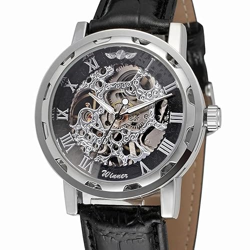 Men's Fashion Mechanical Wristwatch Transparent Dial with Skeleton