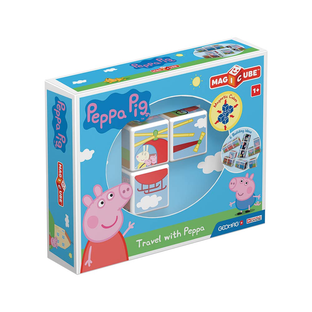 Geomag Magicube Peppa Pig Travel with Peppa - 3 Cubes - Building Set with Magnetic Cubes, mixed