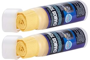 JSCARLIFE 26" x 17" Premium Chamois Cloth for Car - Super Absorbent Drying Towel (2-Pack)