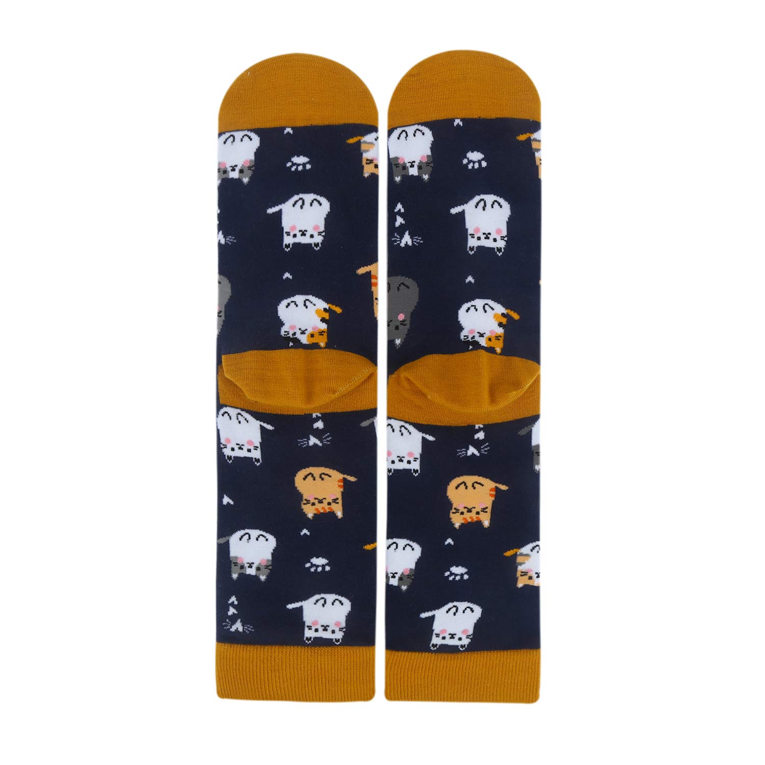 Dogs Cats Socks Novelty Womens Funny Cute Animal Crew Socks Cotton Colorful Crazy Cosy Dress Socks (Yellow)