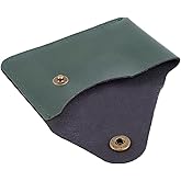 CALFOVERA PU Leather Card Holder with Snap Closure Handmade Slim Coin Pouch Wallet Compact Front Pocket RFID Blocking Credit Card Case Snap Botton Change Purse for Men Women Money Organizer(Green)