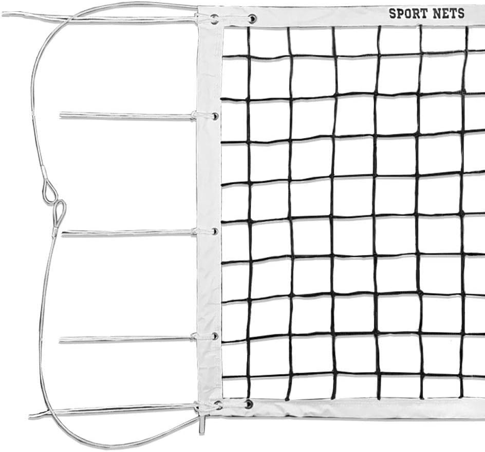 Hit Run Steal Volleyball Net - Official Replacement Tournament Net. Comes Knotted Net 32' x 39 Inches, 2 Fibber Glass End Rods, Heavy Duty Metal Tension Cables and 5 Rope Tie Downs On Each Side. : Sports & Outdoors