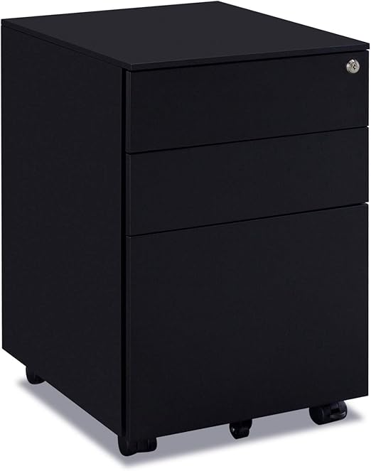 Amazon Com Metal Filing Cabinet With 3 Drawers Lockable Movable