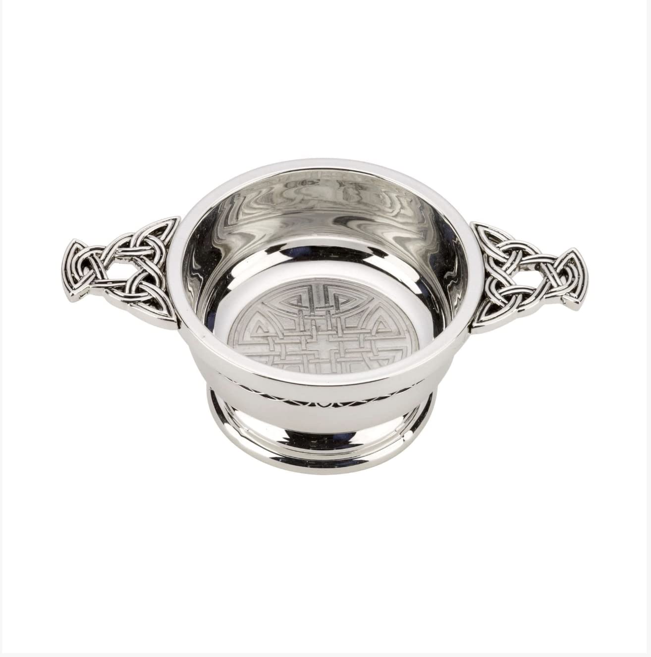 Hamilton & Young Celtic Knotwork Silver Plated Quaich -3"