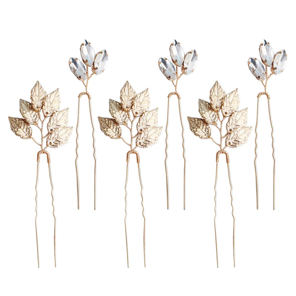 Lurrose 6pcs Bridal Hairpin Wedding Hair Updo Clips Rhinestone Headwear for Women