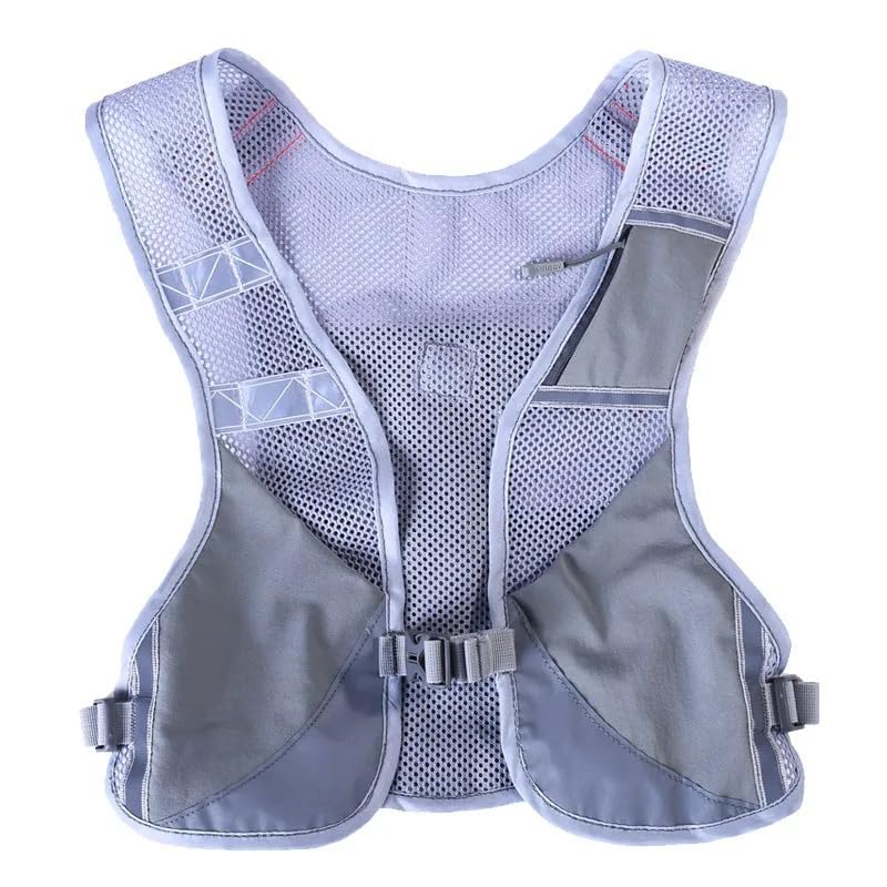 Elite Endurance Slate Grey Hydration Vest - Unisex Reflective Nylon Gear with Adjustable Straps for Marathon Runners and Cyclists, Enhanced Visibility and Comfort for Men and Women