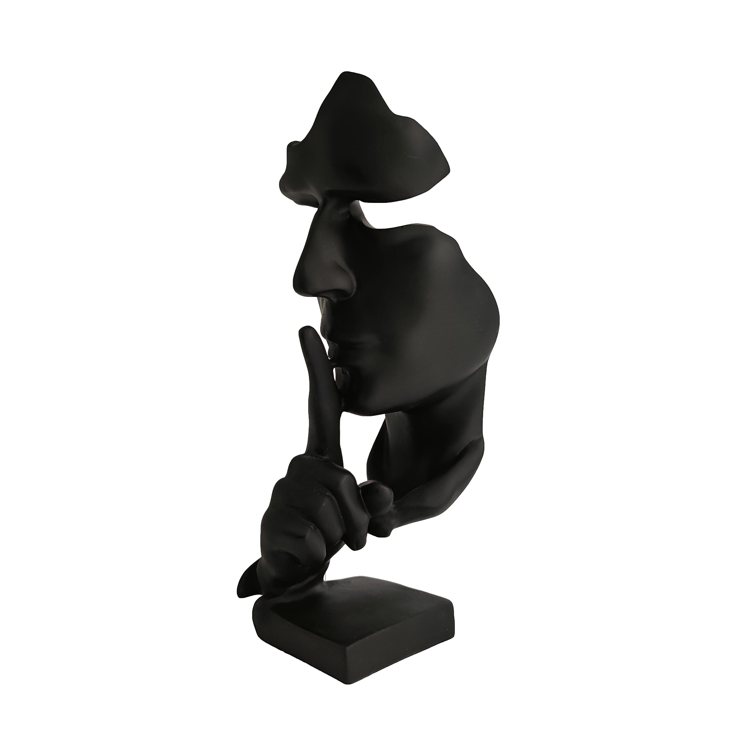 Office Decoration Silence is Gold Thinker Statue Table Decoration Sculpture Resin Craft Elegant Home Decoration Creative Abstract Ornament Thinker Statue Ornament (Black)