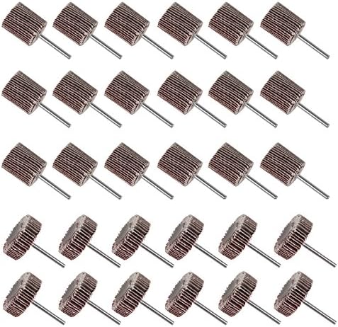 PROMMON Abrasive Flap Wheel Sander 80 Grit 1/8" Shank Diameter 32mm 3/8" Thick and 1" Flap Wheel For Dremel Prxxon Rotary Tools Pack of 30Pcs