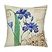 HIPPIH 4 Packs Pillow Covers - Throw Pillowcases Cotton Linen Sofa & Bed Home Decor Design 18 X 18 Inch Cushion Covers, Four Flowers