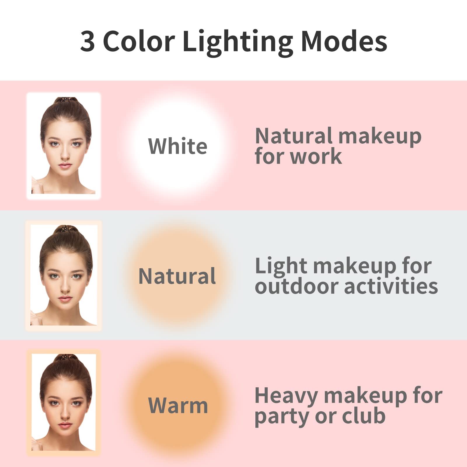 Makeup Vanity Mirror with 80 LED Lights, Rechargeable 2500mAh Batteries, Travel LED Compact Light Up Mirror with 3 Color Lights, Travel Essentials for Women