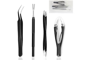 Tick Remover 4 in 1 Tick Remover Tool Premium Stainless Steel Black Tick Remover Tweezers Tick Remover Tools Set for Pet Dog 