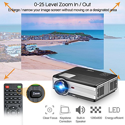 EUG 2019 LCD Digital Multimedia Video Projector 1080P Home Theater 4200 Lumens 1280x800 Native