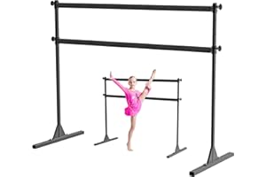 BeneLabel 4FT/5FT/6FT Height Adjustable Freestanding Ballet Barre with Fabric Sleeve Portable Double Ballet Bar 350 lbs Capacity Heavy Duty Dance Barre for Home Workout, Stretch