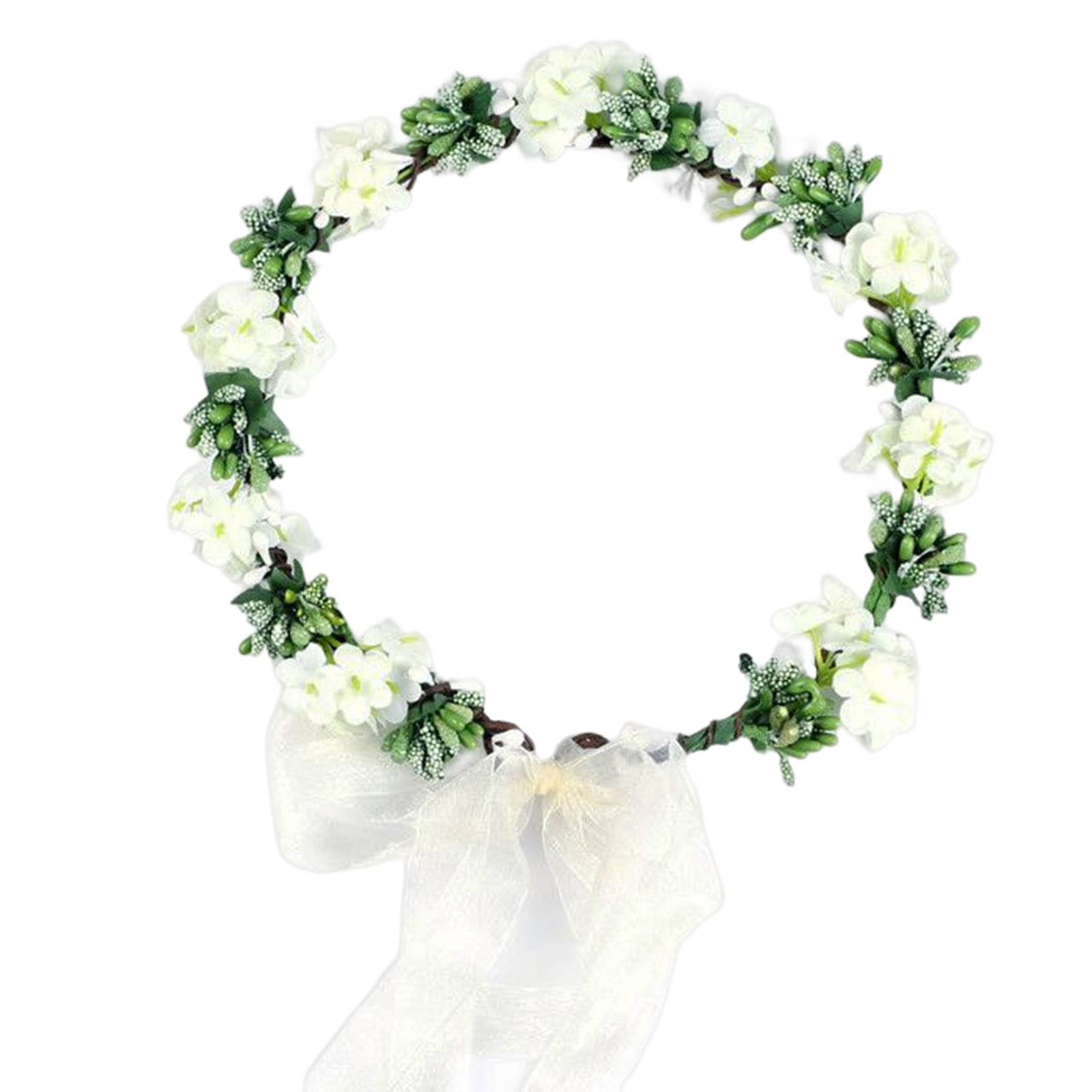 Bymivofun White Flower Crown, Wedding Flower Headband, Bridal Flower Wreath, for Filming, Wedding, Ceremony, Party, Festival